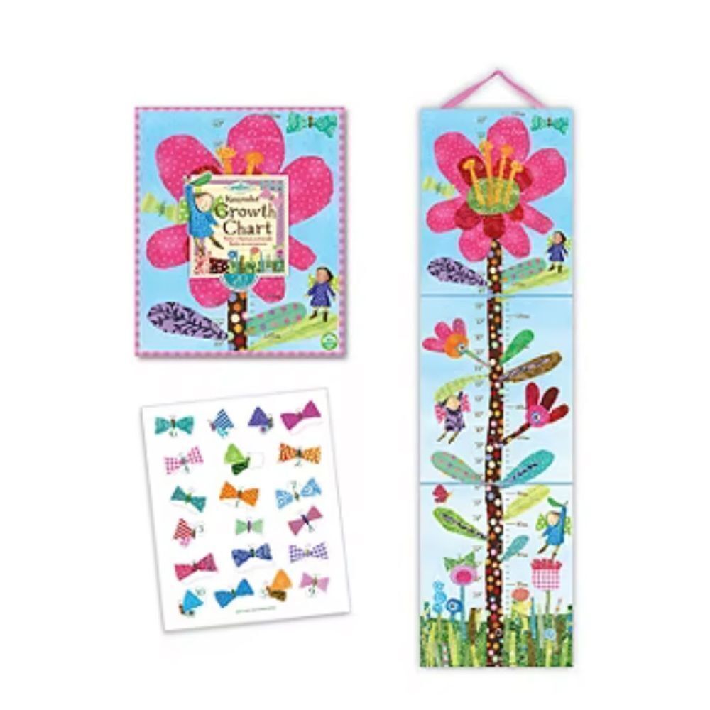 Eeboo Hot Pink Flower Growth Chart For Girls Responsibly Chart